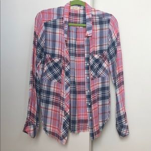 Bella Dahl button down shirt with fringe bottom